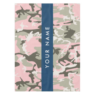 Pink and Green Camouflage Your name Personalise Tablecloth