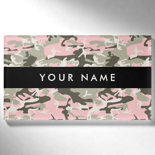Pink and Green Camouflage Your name Personalise Tag