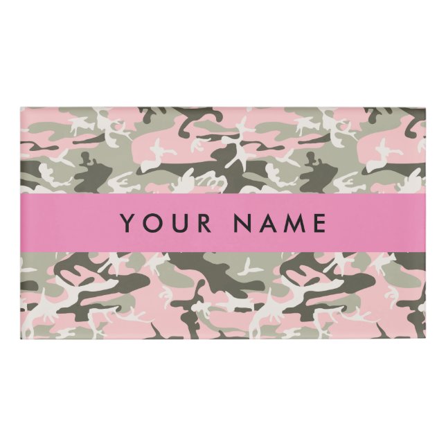 Pink and Green Camouflage Your name Personalise Tag (Front)