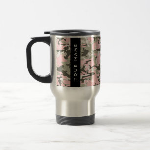 Pink and Green Camouflage Your name Personalise Travel Mug