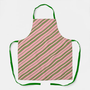 Pink and Green Candy Cane Stripes Apron