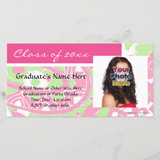 Pink and Green Cheerful Graduation Photo Cards