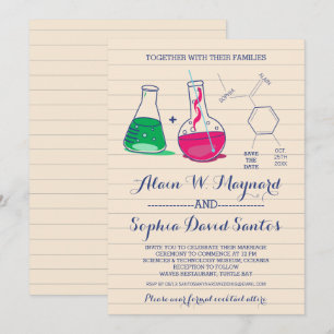 Pink and Green Chemistry Wedding Invitations