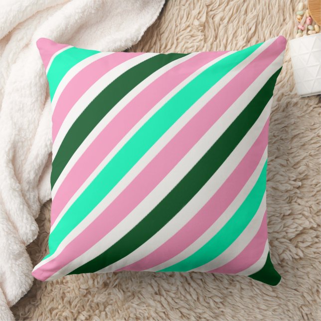 Pink and Green Christmas Candy Stripes  Cushion (Blanket)