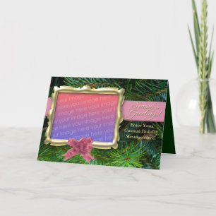 Pink and Green Christmas Cards, Personalised Photo Holiday Card