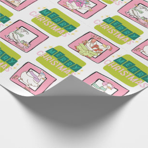 Pink and Green Christmas Ducks Wrapping Paper