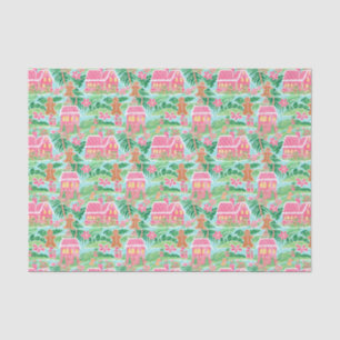 Pink and Green Christmas Gingerbread Village Tissue Paper