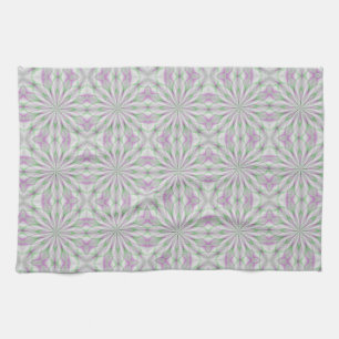Pink and Green Christmas Rosettes Tea Towel