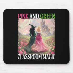 Pink And Green Clroom Magic Witch Halloween Teache Mouse Mat