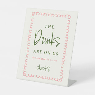 Pink and Green Colourful Wedding Open Bar Sign