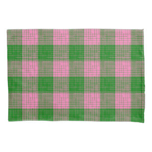 Pink and Green Crosshatch Chequered Pattern Pillowcase