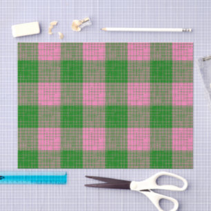 Pink and Green Crosshatch Chequered Pattern Tissue Paper