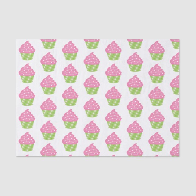 Pink and Green Cupcake Tissue Paper (Front)