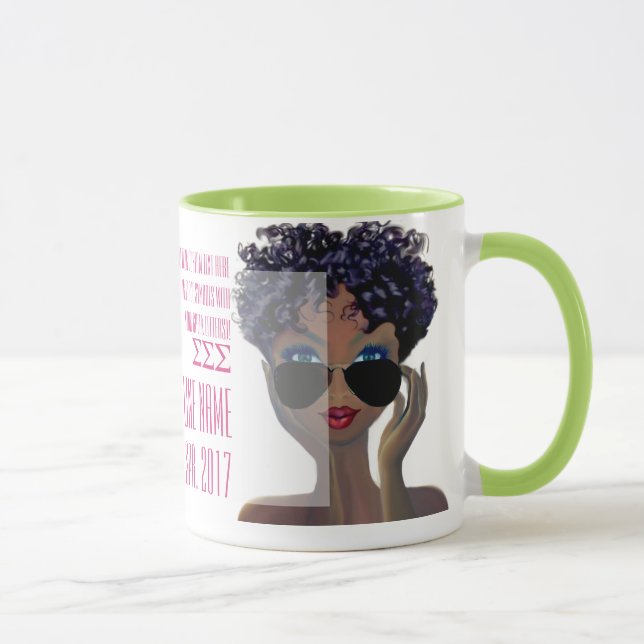 Pink and Green Custom Greek Sorority Gift Mug (Right)