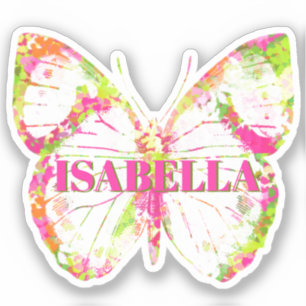Pink and Green Custom Name Butterfly