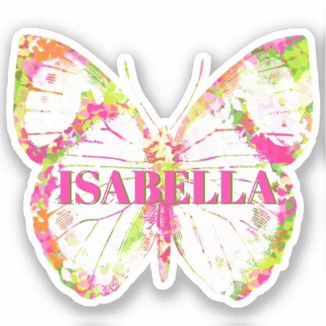 Pink and Green Custom Name Butterfly (Front)