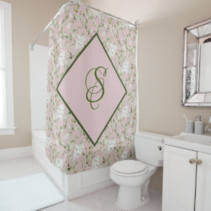 PINK AND GREEN CUSTOM SHOWER CURTAIN