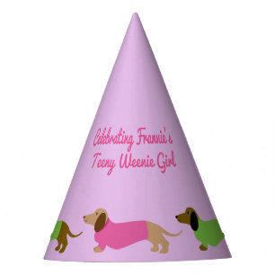 Pink and Green Dachshund Party Hats