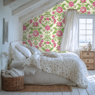 Pink and Green Damask Pattern  Wallpaper