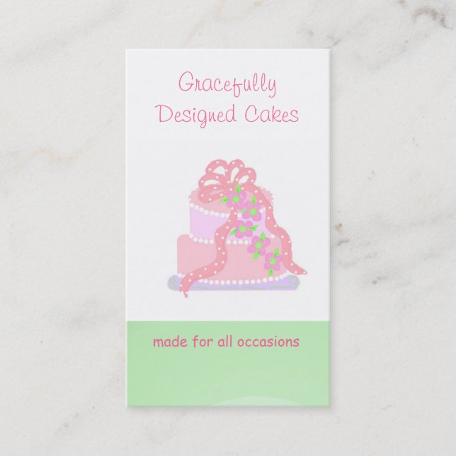 Pink and Green Designer Cake Business Card (Front)