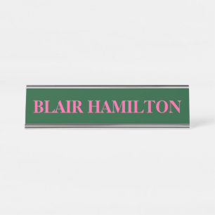 Pink and Green Desk Name Plate