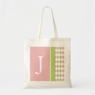 Pink and Green Diamond Monogram Bag