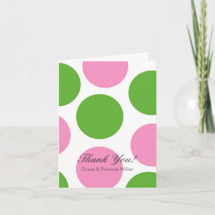 Pink and Green Dots Thank You Card