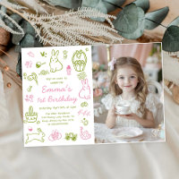 Pink and Green Easter 1st Birthday Photo