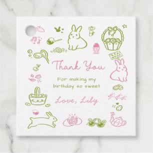 Pink and Green Easter 1st Birthday Thank You Favour Tags