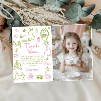 Pink and Green Easter Brunch and Egg Hunt Photo Thank You Card