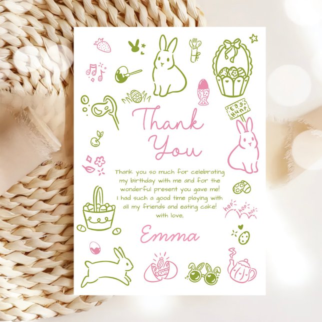 Pink and Green Easter Brunch and Egg Hunt  Thank You Card (Creator Uploaded)