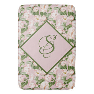 PINK AND GREEN FLORAL  BATH MAT