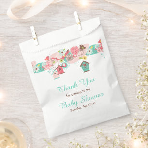 Pink and Green Floral Bird Cages Baby Shower Favour Bags