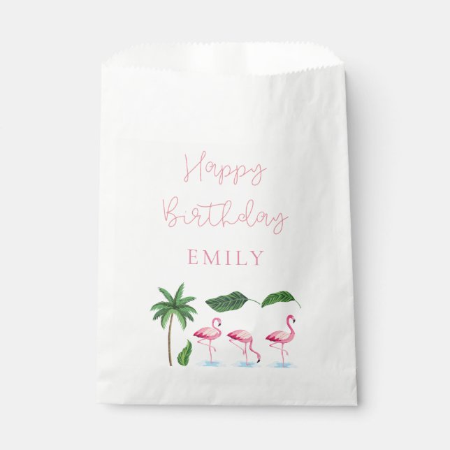 Pink and green Floral Birthday Favour Bags (Front)