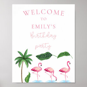 Pink and green Floral Birthday Poster