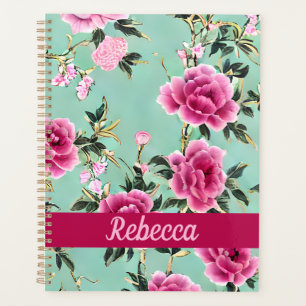 Pink and Green Floral Chinoiserie Personalised Planner