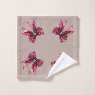 Pink and Green Floral Christmas with Berries  Bath Towel Set