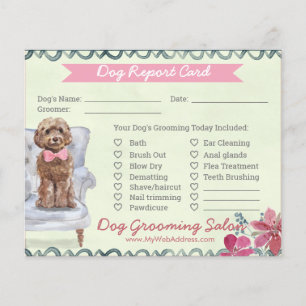 Pink and Green Floral Dog Grooming Report Card 