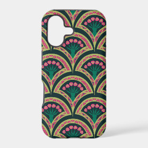Pink and Green Floral Fan Pattern