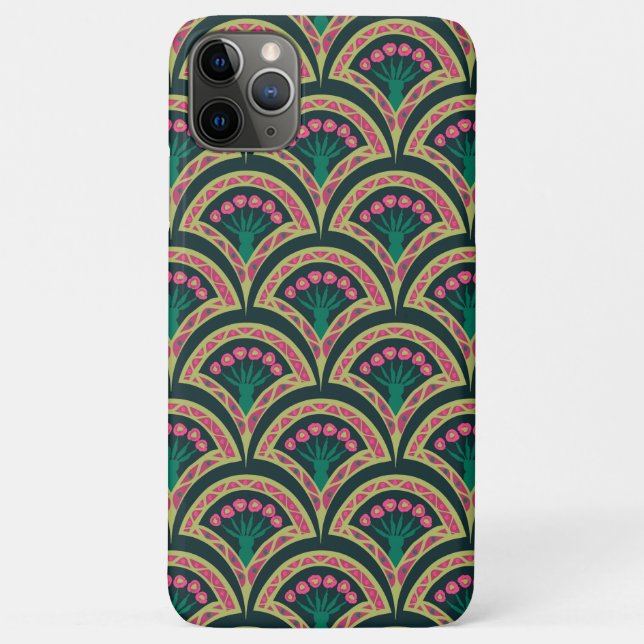 Pink and Green Floral Fan Pattern Case-Mate iPhone Case (Back)