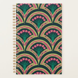 Pink and Green Floral Fan Pattern Planner