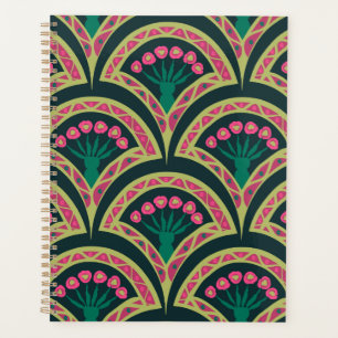 Pink and Green Floral Fan Pattern Planner
