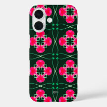 Pink and Green Floral iPhone Case with Name