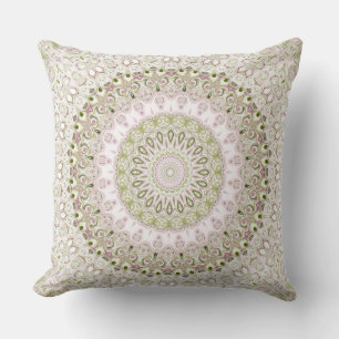 Pink and Green Floral Mandala Pattern Design Cushion