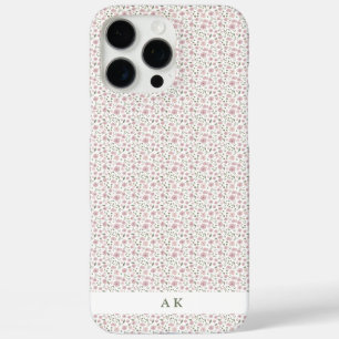 Pink and Green Floral Personalised iPhone 16 Pro Max Case