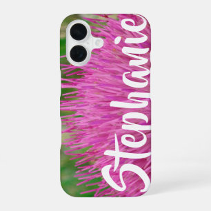 Pink and Green Floral Personalised Name iPhone 16 Case