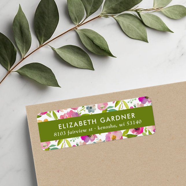 Pink and Green Floral Return Address (Creator Uploaded)