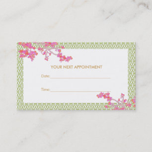Pink and Green Floral Salon Spa Appointment Card