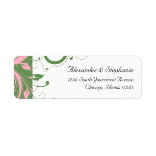 Pink and Green Floral Swirl Wedding