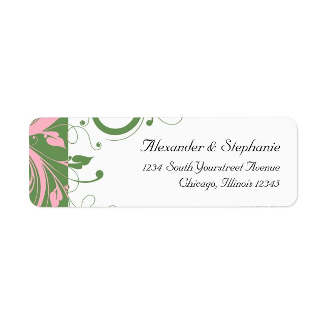 Pink and Green Floral Swirl Wedding (Front)